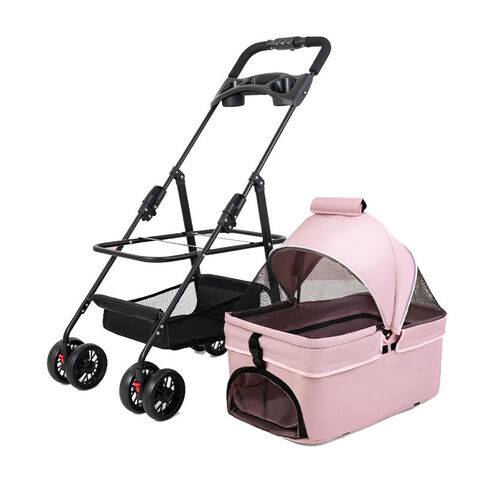 Modular pet stroller OEM model with a detachable carrier cabin on a lightweight aluminium frame — custom pet stroller feature for private-label brands