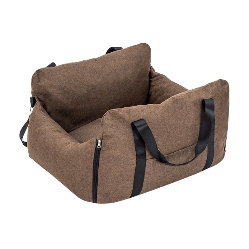 Brown booster car bed for small dogs, sizes M and L, in stock