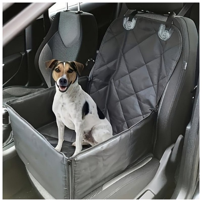 Grey quilted car seat cushion for small dogs, in stock