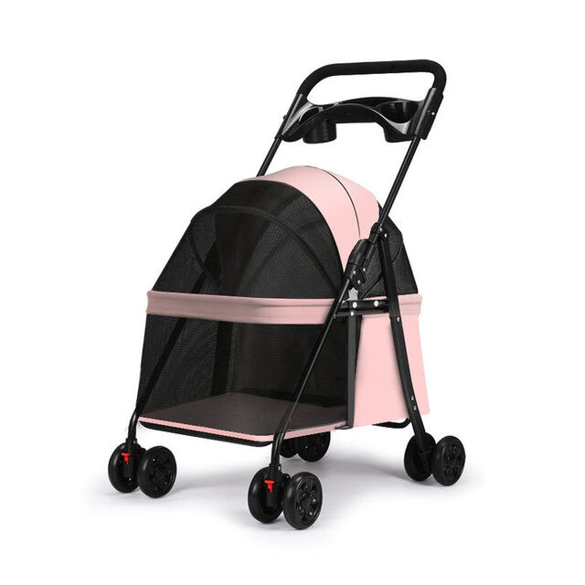 Lightweight foldable pet stroller, breathable mesh