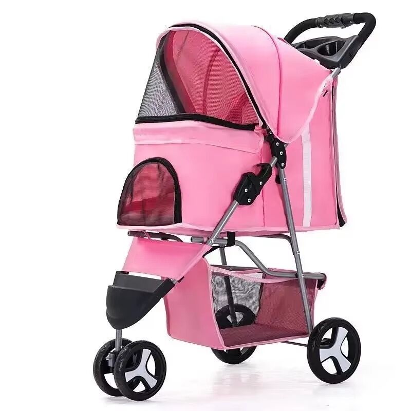 Lightweight Folding 3-Wheel Pet Trolley for Cats & Dogs - view 2