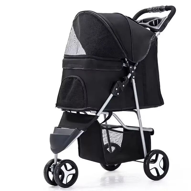Lightweight Folding 3-Wheel Pet Trolley for Cats & Dogs - view 3