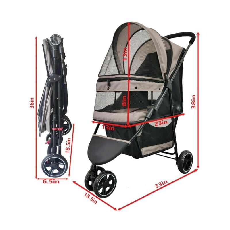 3-Wheel Lightweight Foldable Dog & Cat Pet Stroller - view 3