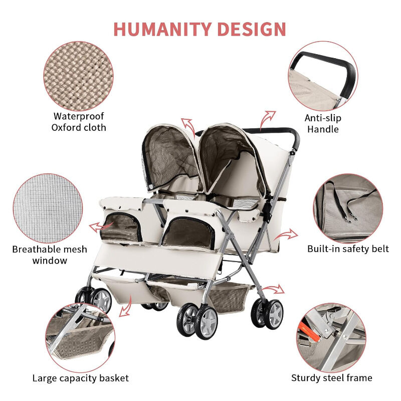 Double Pet Stroller, Lightweight Foldable Cat Stroller - view 3