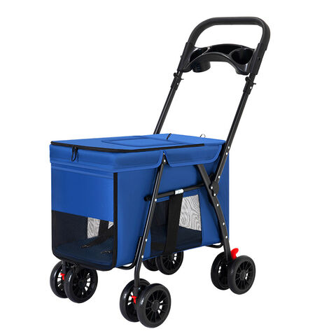 Double Pet Stroller Basket in Blue - Cat Knight