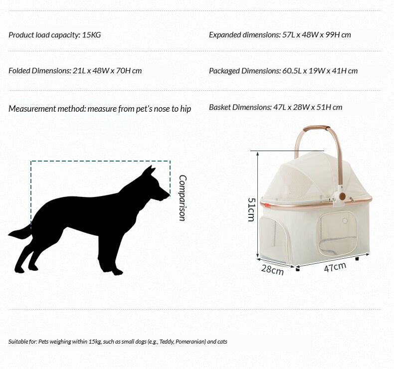 2-in-1 Adjustable Pet Stroller & Trolley, One-Hand Fold - view 2