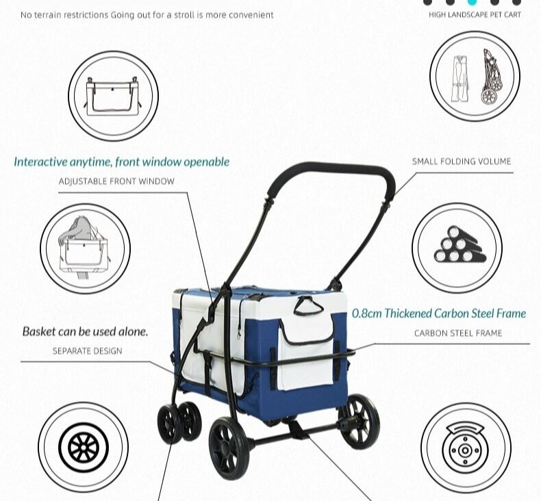Dual-Use Detachable Pet Stroller & Cart, Adjustable - view 3