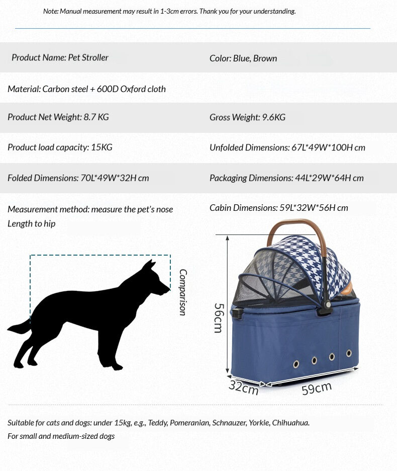 2-in-1 Detachable Pet Stroller with Adjustable Roof - view 2