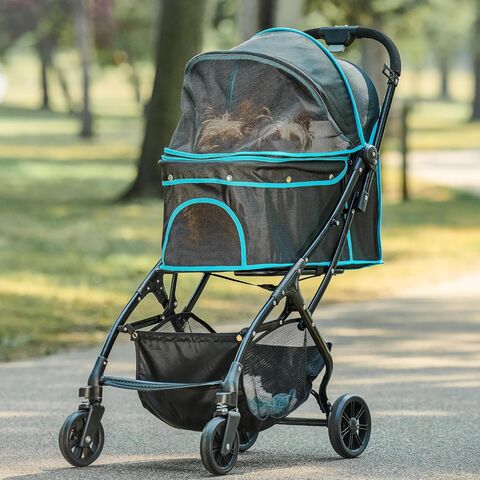Pet Stroller with Rear Wheel Brakes & Reflective Trim - folding pet stroller from Cat Knight