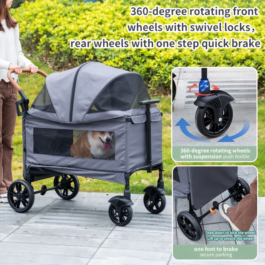 Multifunctional Foldable Large-Capacity Pet Stroller - Cat Knight