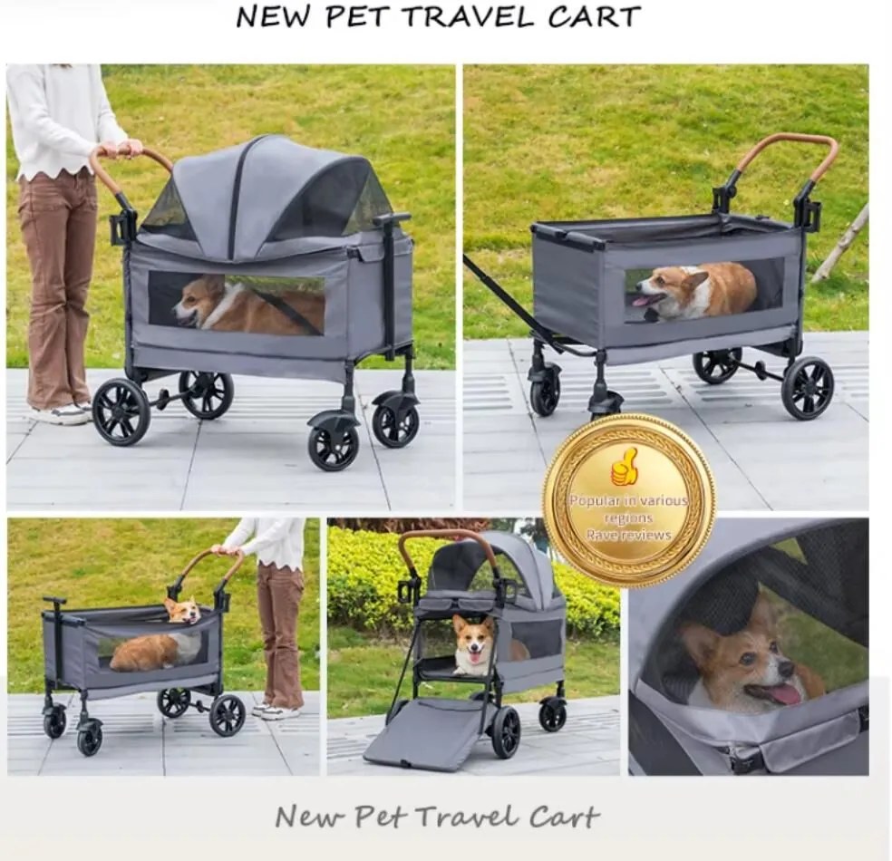 Pet Travel Stroller with Spacious Interior for Large Dogs - view 2