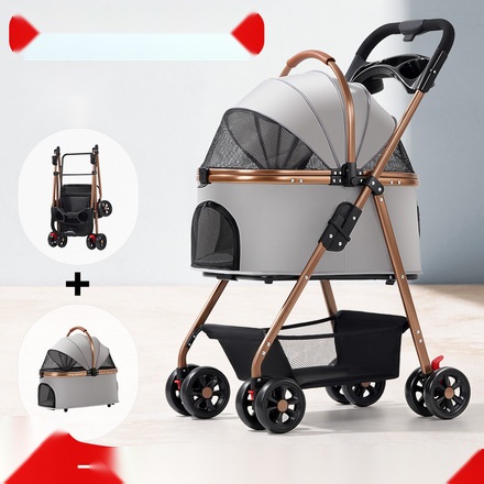 One-button fold cat stroller for cats and small dogs